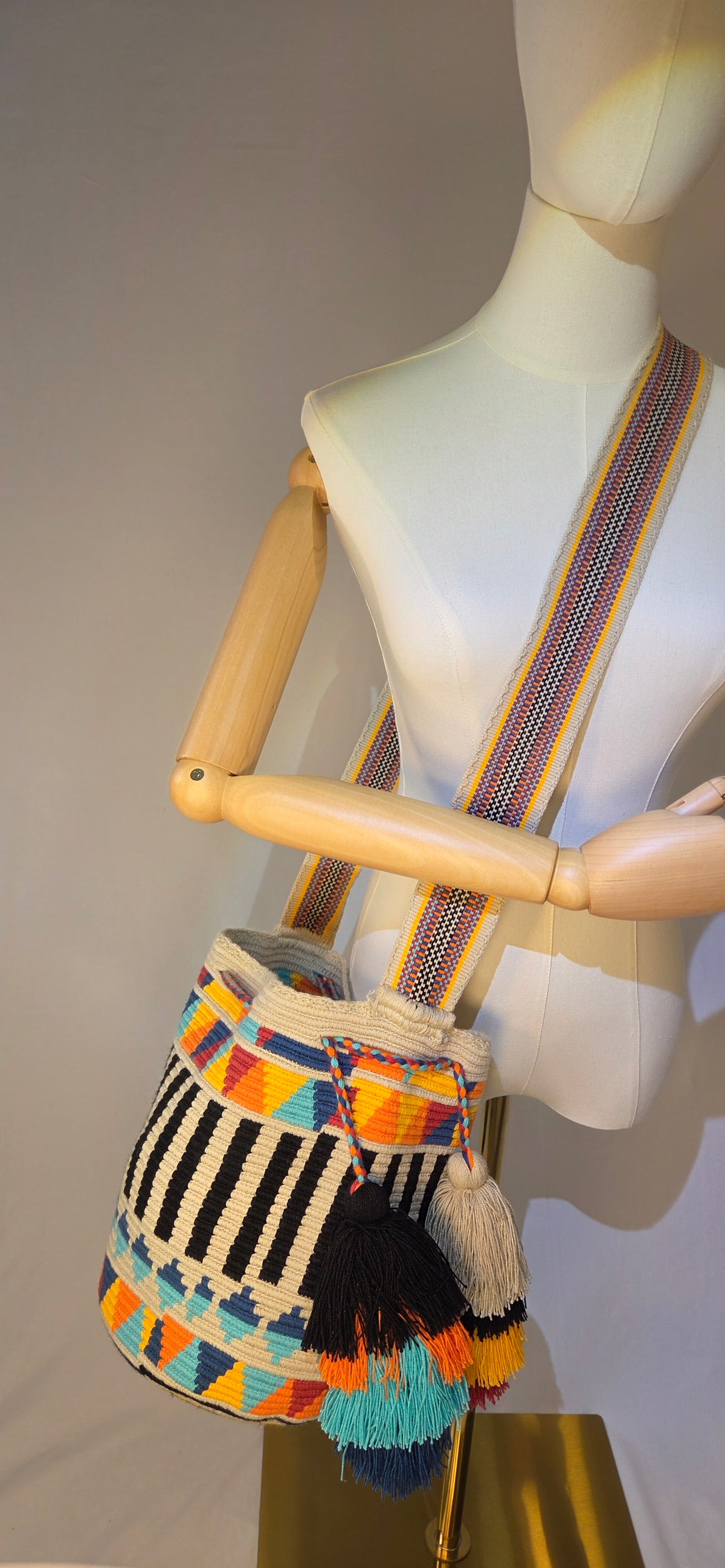 Bag - Large Traditional with side pom-poms