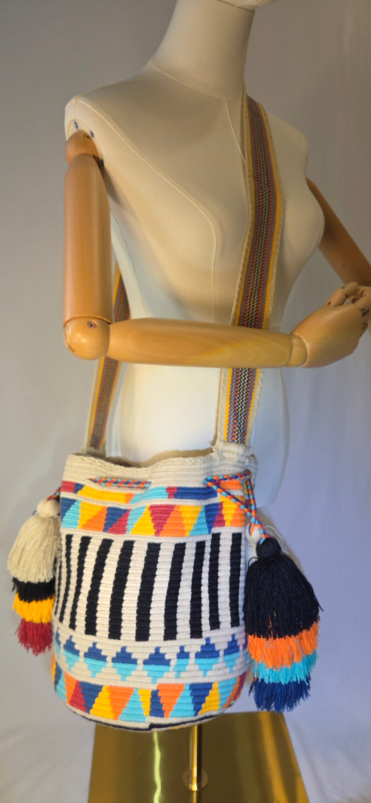 Bag - Large Traditional with side pom-poms