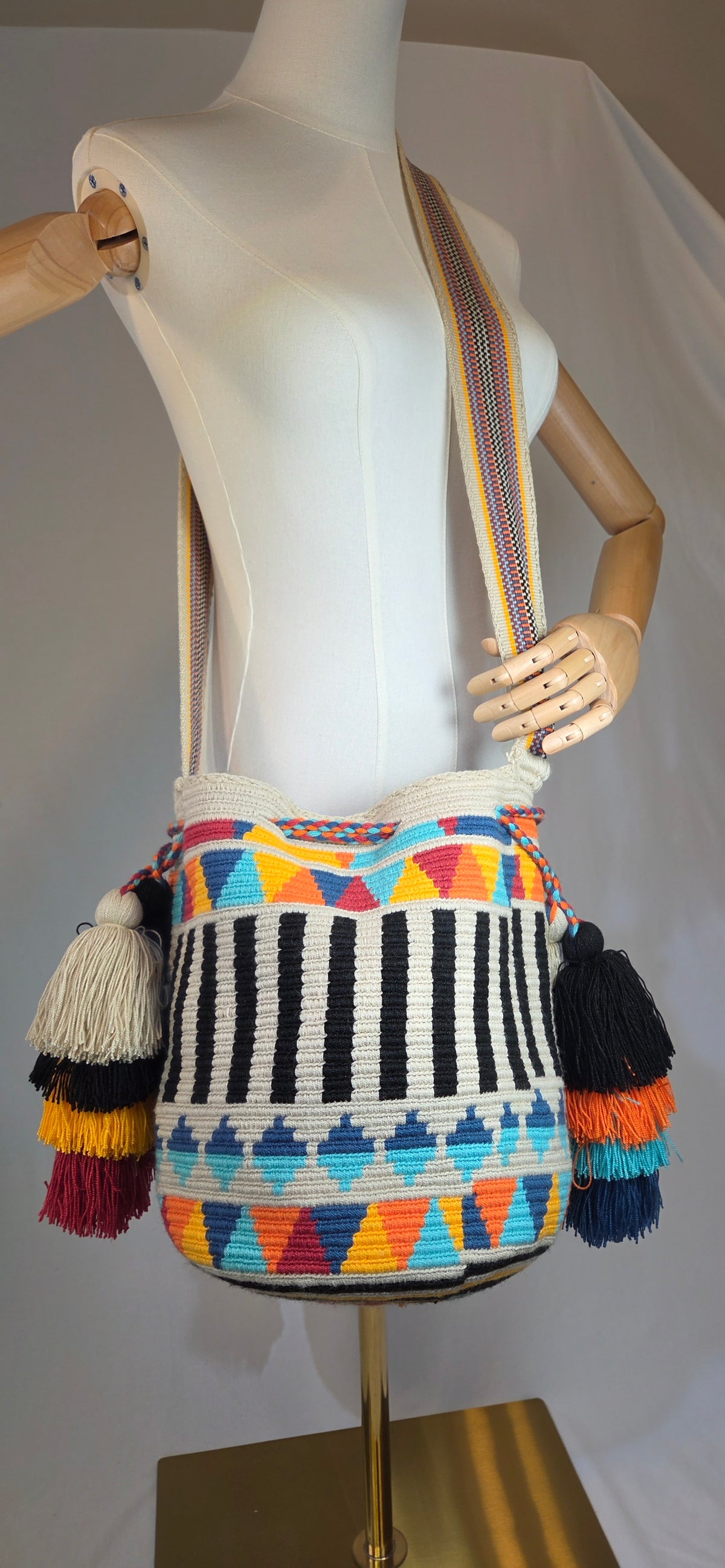 Bag - Large Traditional with side pom-poms