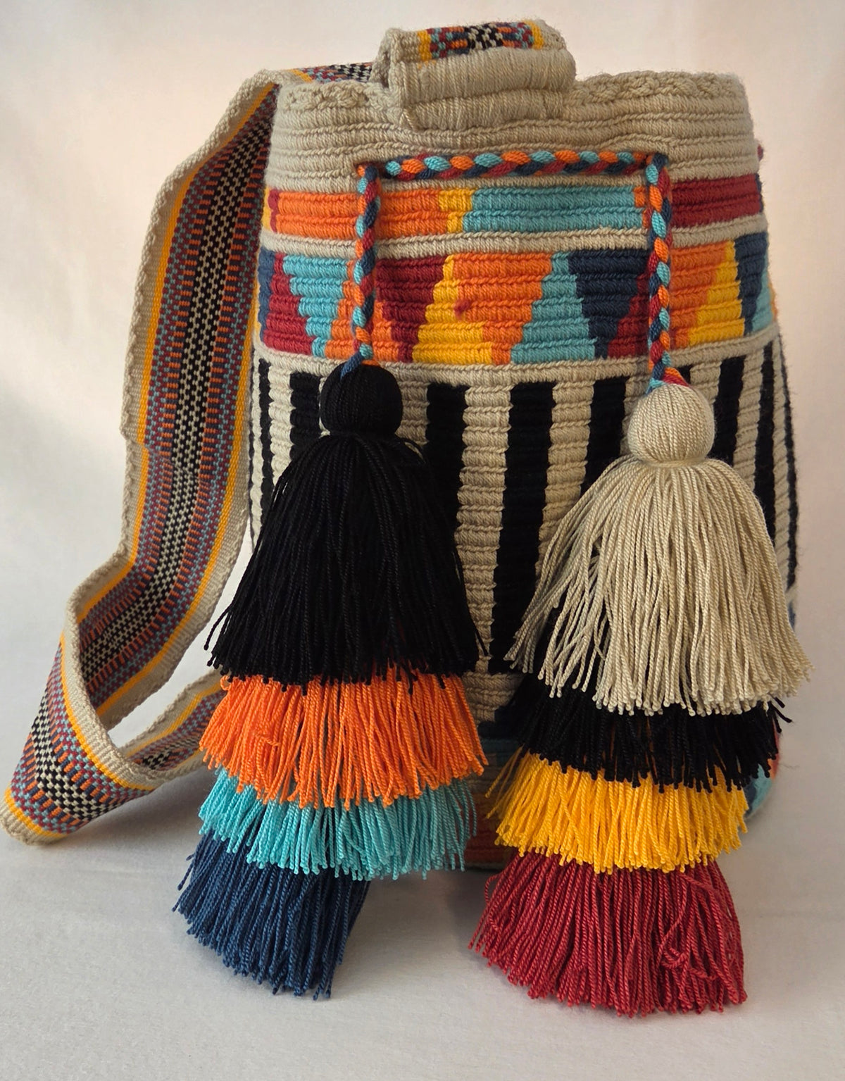 Bag - Large Traditional with side pom-poms