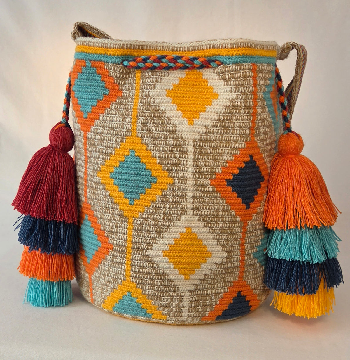 Bag - Large Traditional with side pom-poms